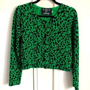 Collectif Green Leopard Cardigan